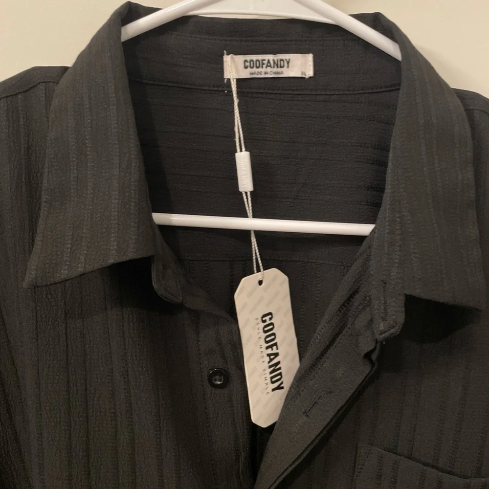 Men's Casual Button Down Shirts - Blue and Black - Picture 6 of 12